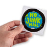 Male hand holding up Earth in space no junk mail sticker by Keep Tassie Wild