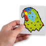 Hand holding Tasmanian swift parrot bumper sticker