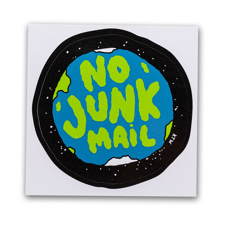 Keep Tassie Wild no junk mail sticker with Earth in space